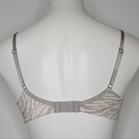 Victoria's Secret Biofit Demi uplift grey white zebra stripe bra 36B - Picture 6 of 9